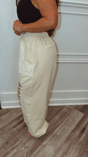 POL Distressed Natural Joggers