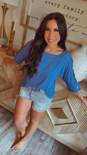 Ultra Soft Royal Blue Ring Hole Sleeve Top