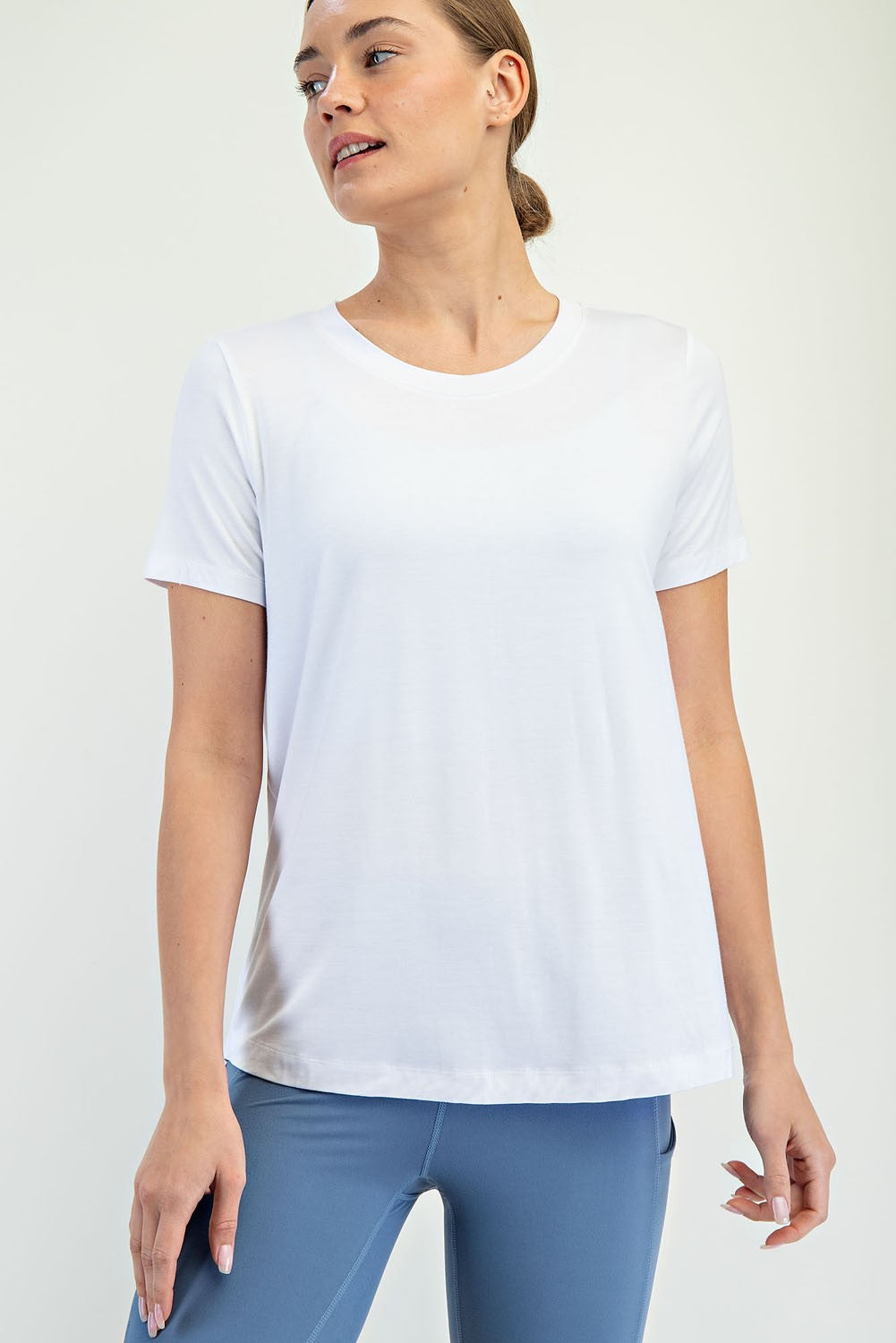 Rae Mode White Viscose Modal Short Sleeve Top 30a