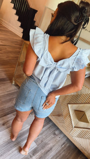 Risen Light Wash High rise Button Down Skort