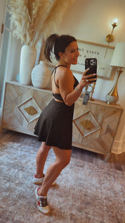 Sassy Black Athletic Dress With Shorts