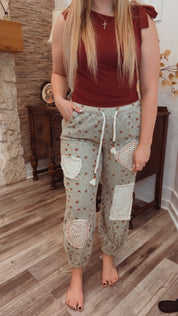 PoL Pale Mint and Floral Denim Joggers