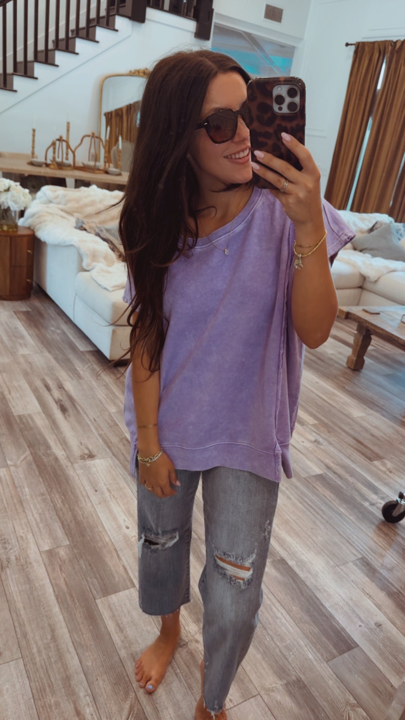 Soft French Terry Purple Acid Wash Top