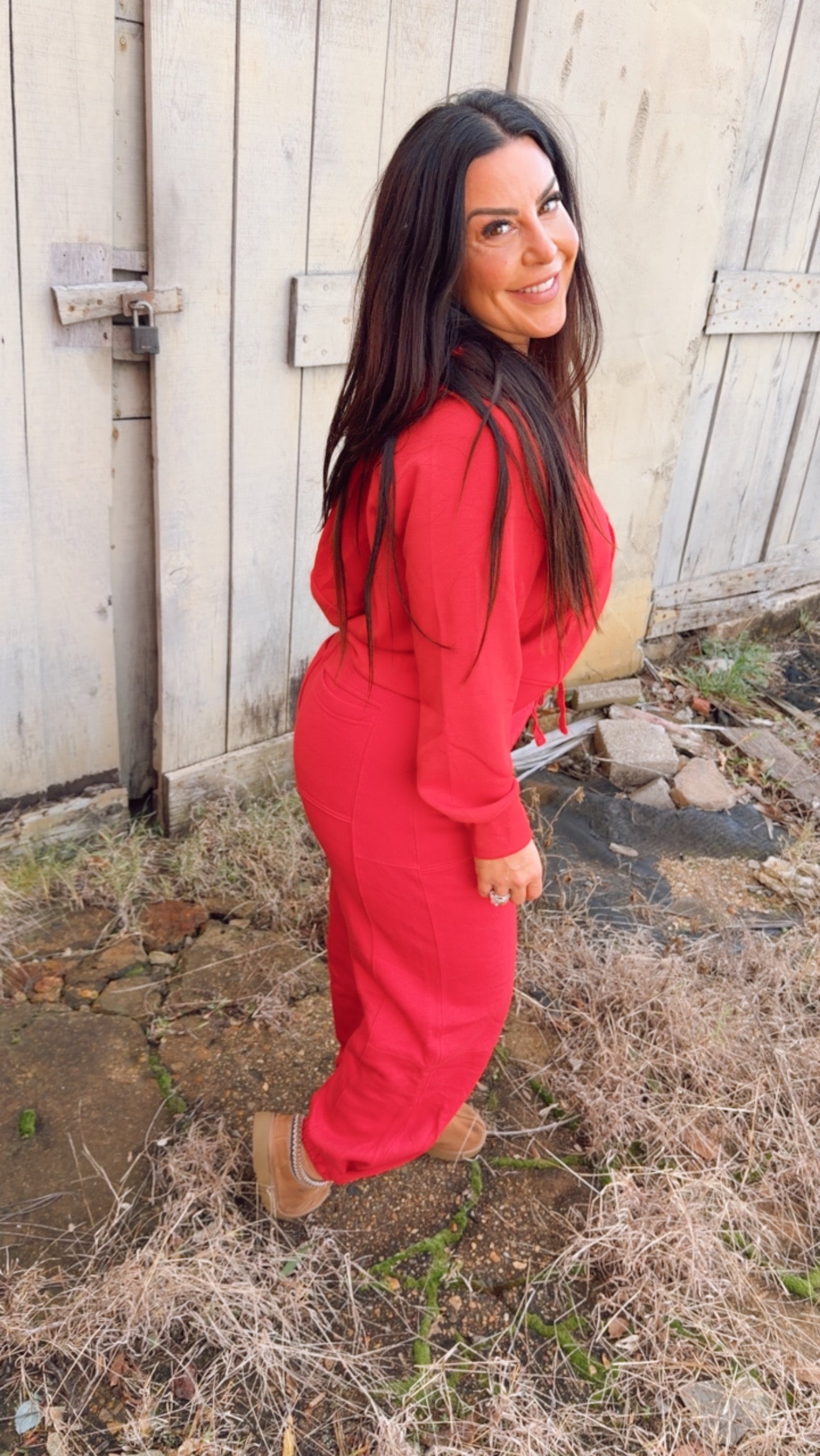 Ultra Soft Rae Mode True Red 1/2 Zip Hoodie