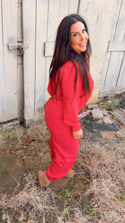 Ultra Soft Rae Mode True Red 1/2 Zip Hoodie