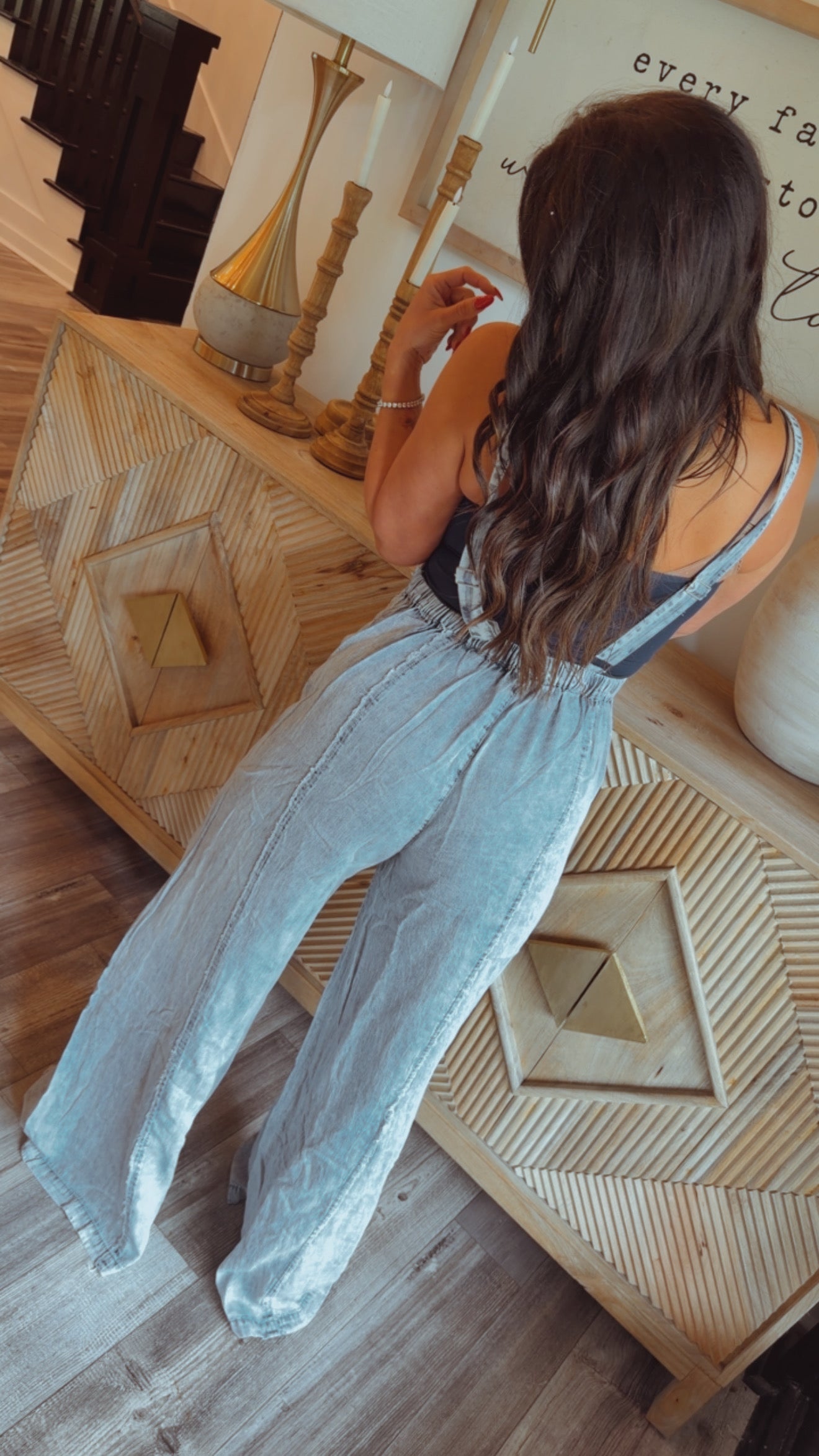 Light Denim Flowy Overall Jumpsuit