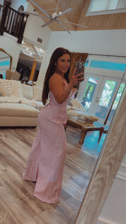 Pink And White Stripped Jumpsuit