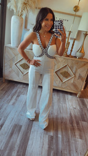 White and Black Luxe JumpSuit