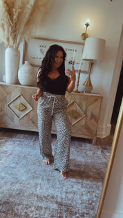 Soft Lightweight Crema and Black Leopard Pants