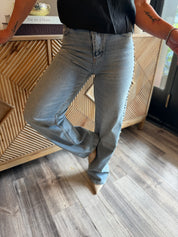 Straight Leg Pearl Embellished Jeans