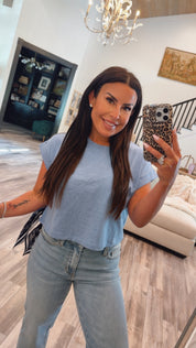 Everyday Ultra Soft Cropped Blue Top
