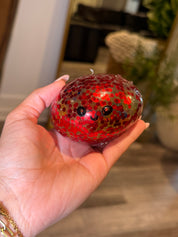 Red Glitter W/Multicolor Orbes Dumpling