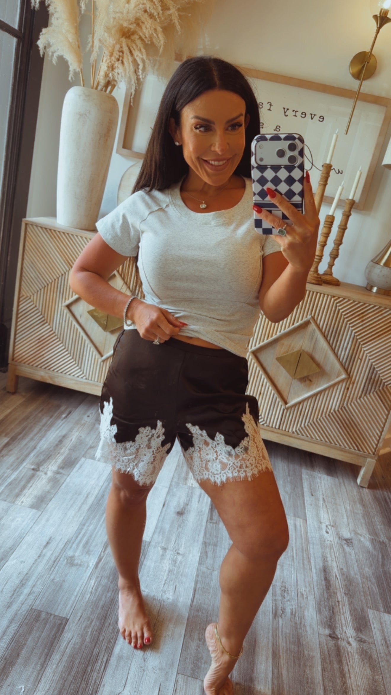 Stitch and CO Chic Black and White Lace Shorts