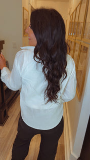 White Long Sleeve Chic Top With Built In Tank