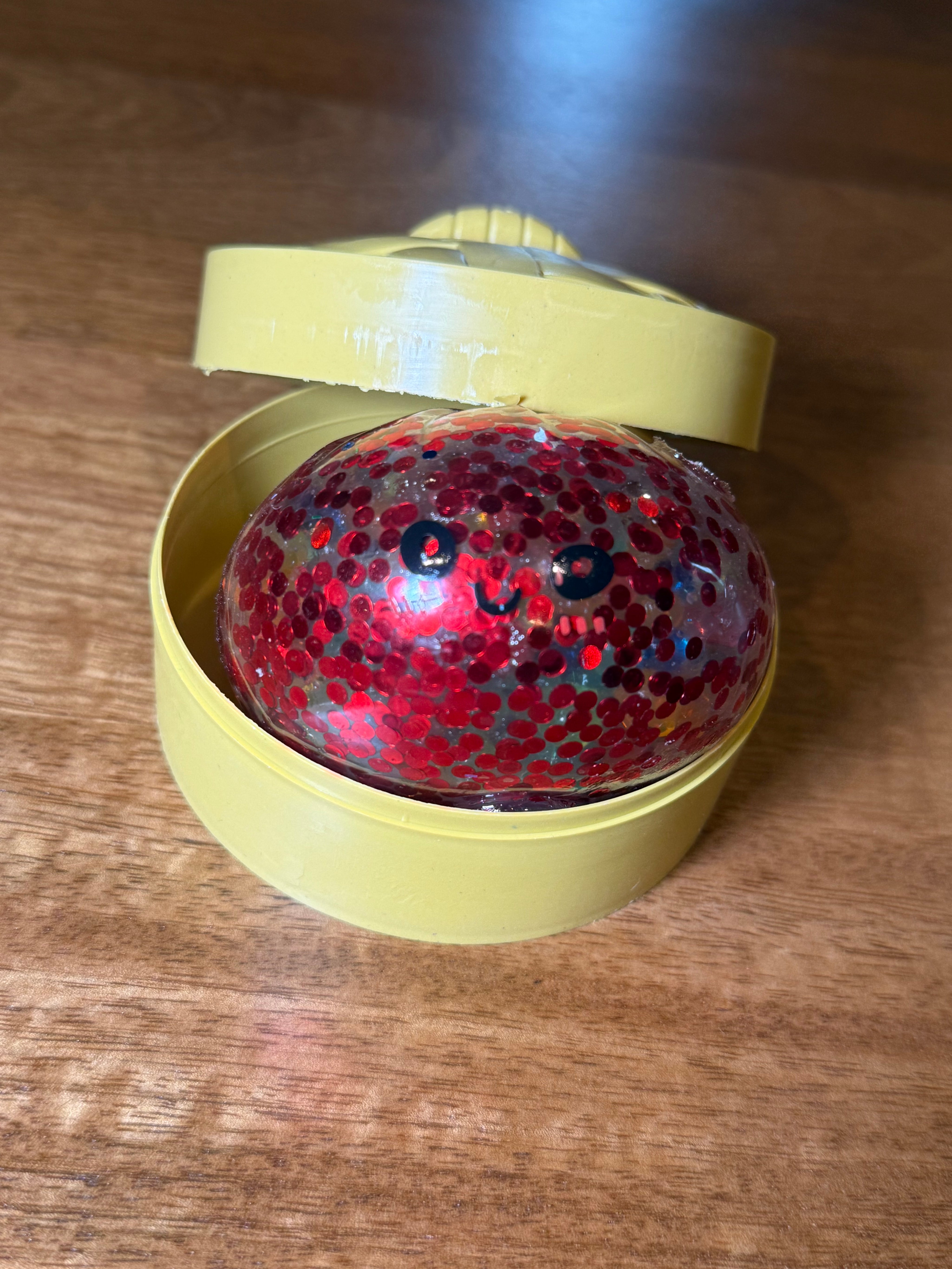 Red Glitter W/Multicolor Orbes Dumpling