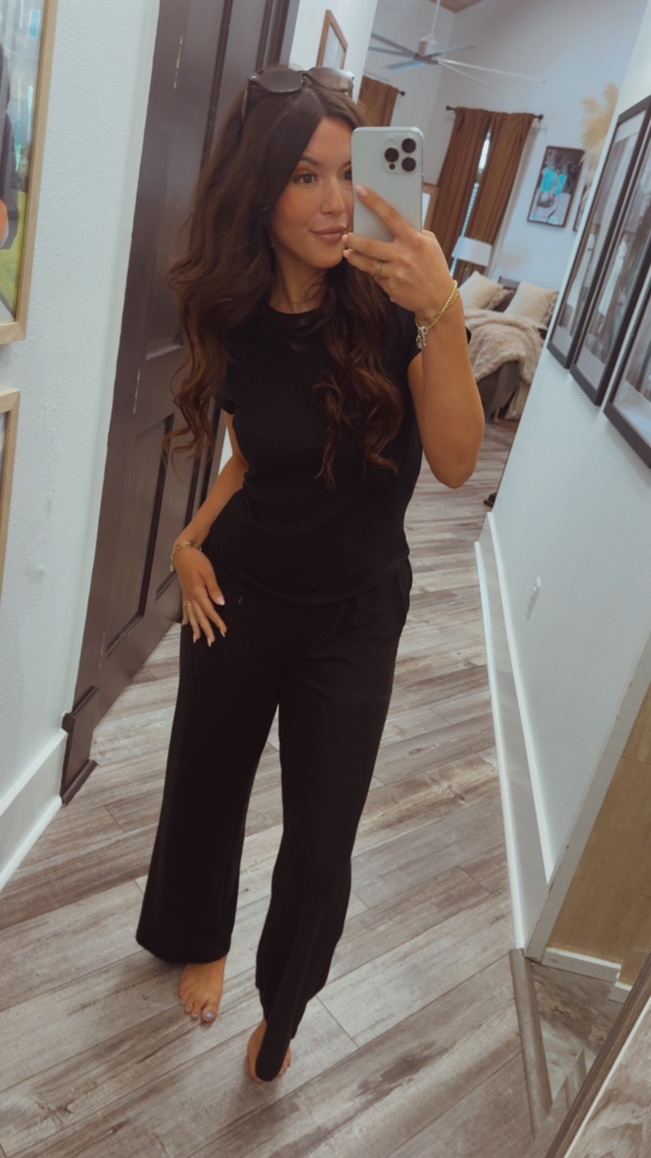 Black Ribbed Ultra Stretch Short Sleeve Top