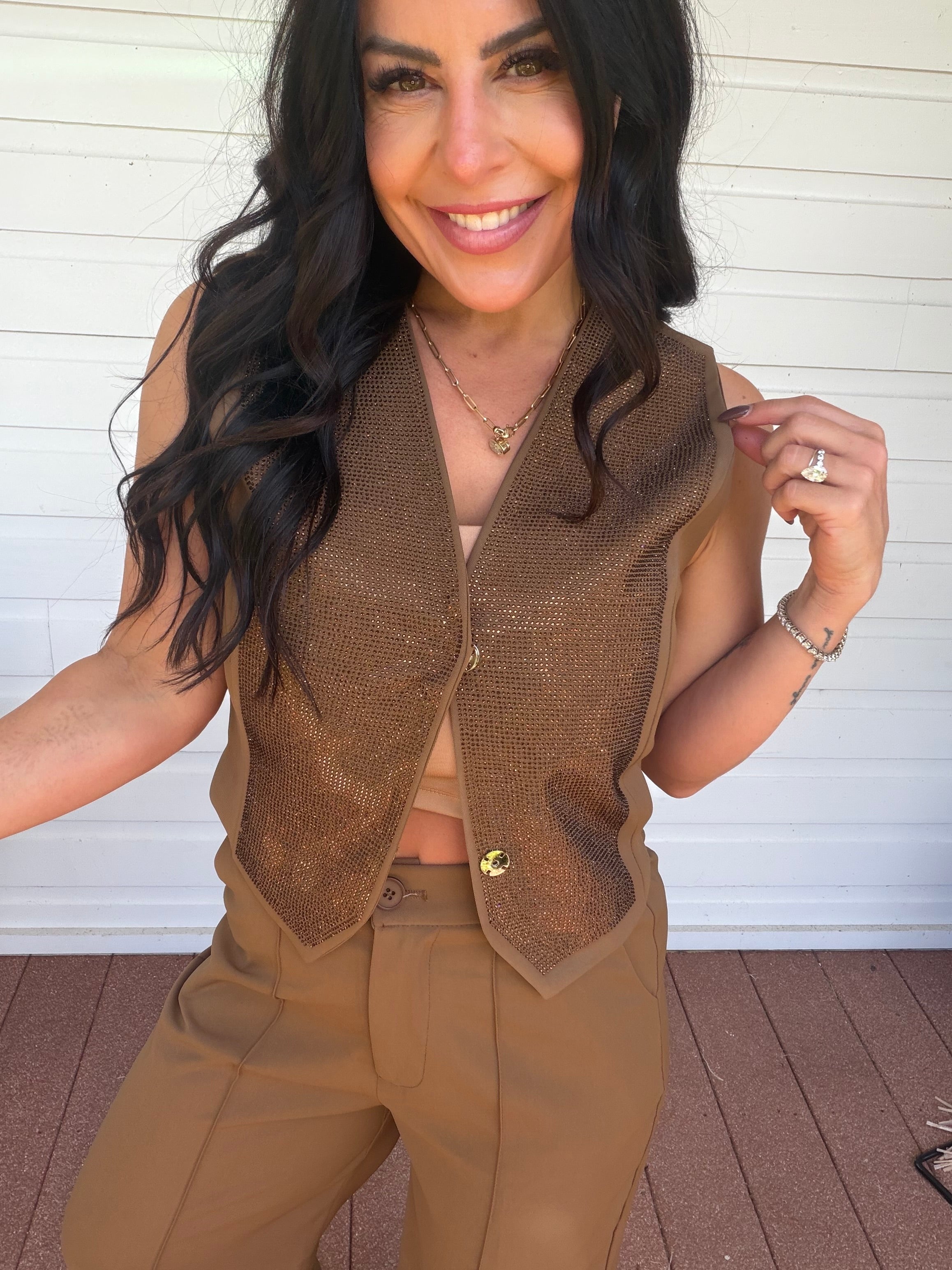 Diva Mocha  Sparkle Vest and Pants Set