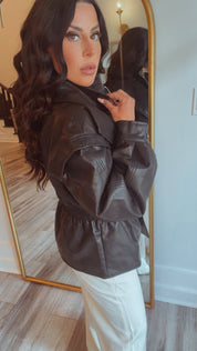 "She’s Trouble " Ultra Soft Vegan Leather Zip Up Jacket