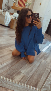 Blue Ultra Soft Lounge Fit Long Sleeve Crewneck