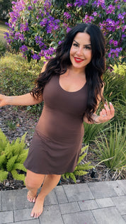 Espresso Brown Butter Soft Tank Skort Dress