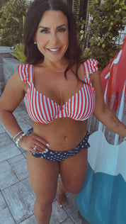 DTW Exclusive Red and White Stripe Bikini Top