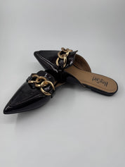 Corky Merlot and Chain Strap Mules
