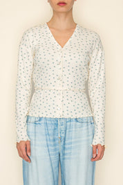The Greii Ultra Soft  Cream and Floral Knit Top