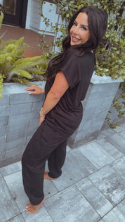 Black Quilted Luxe Joggers