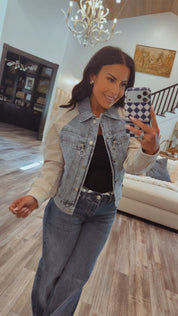 Chic Denim and Beige Jacket