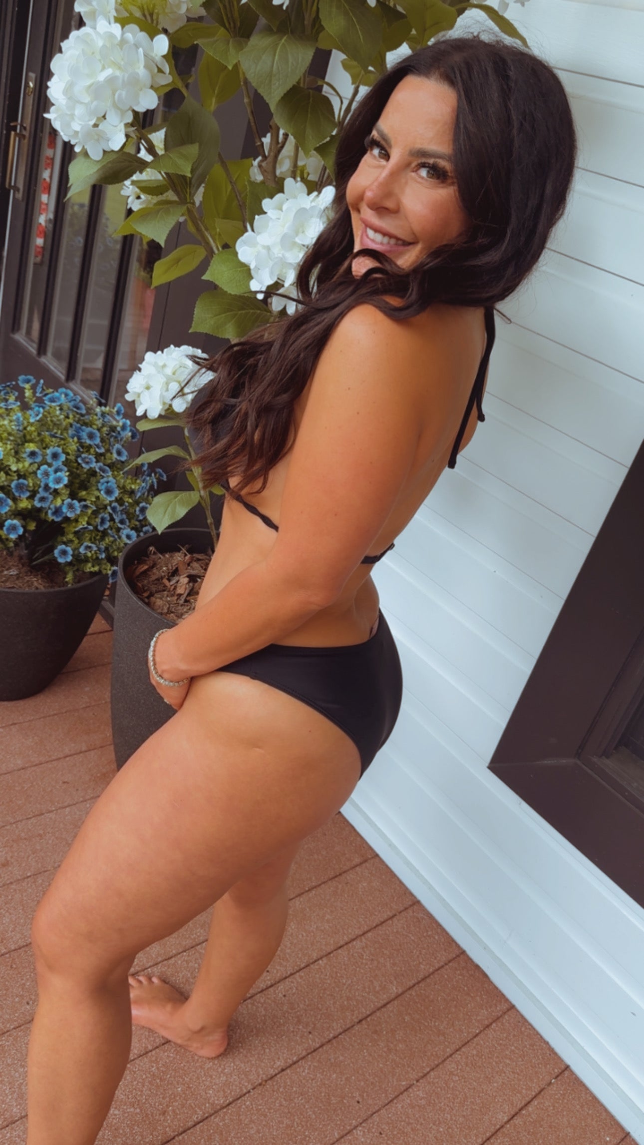 Black Two Piece Bathing Suit With Cover Up Pants