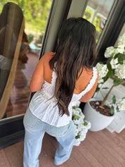 White Ruffle Luxe Tank  Stich&Co