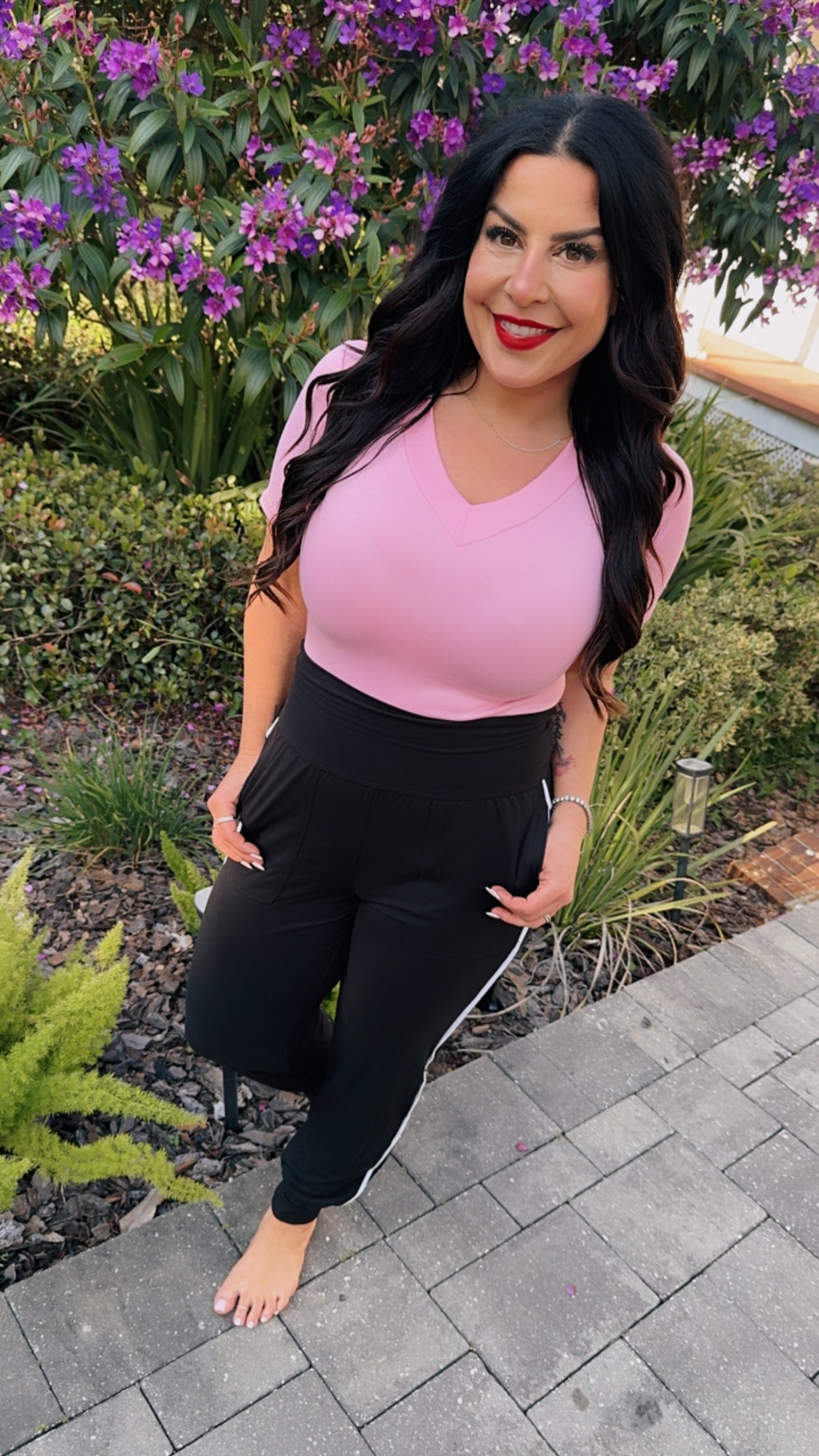 Pink Short Sleeve Ultra Soft Vneck Bodysuit