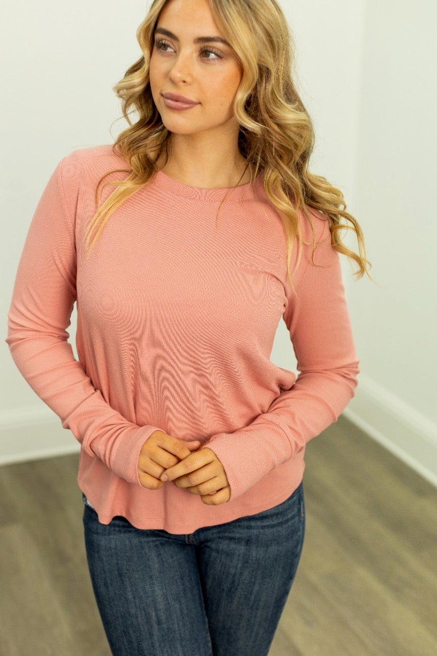 Ribbed Long-Sleeve Top  Blush