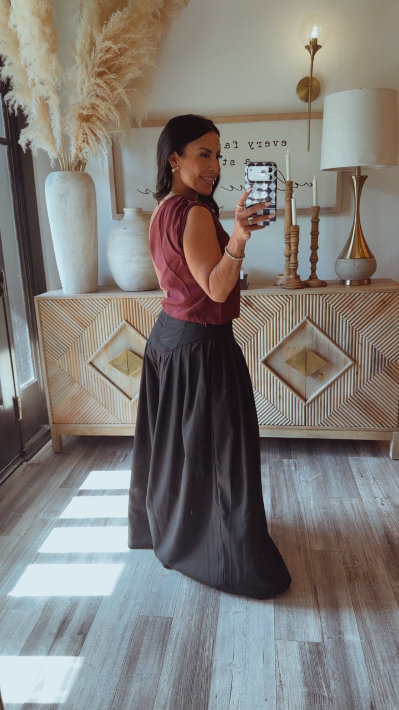 Wine Chic One Shoulder Loose Fit Blouse