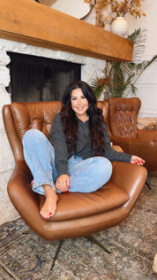 Black Washed Waffle Knit Collar Rae Mode Top