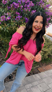 Chic Off shoulder Fuchsia Everyday Top