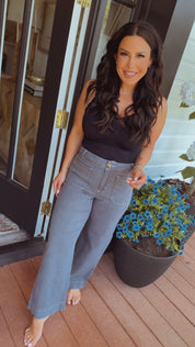 Charcoal High waist Wide Leg Jeans