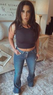 Sassy Black Ruffle Sleeve Crop Top