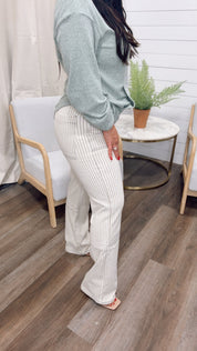 Super High Rise Grey and White Striped Loose Fit Mica Denim Jeans