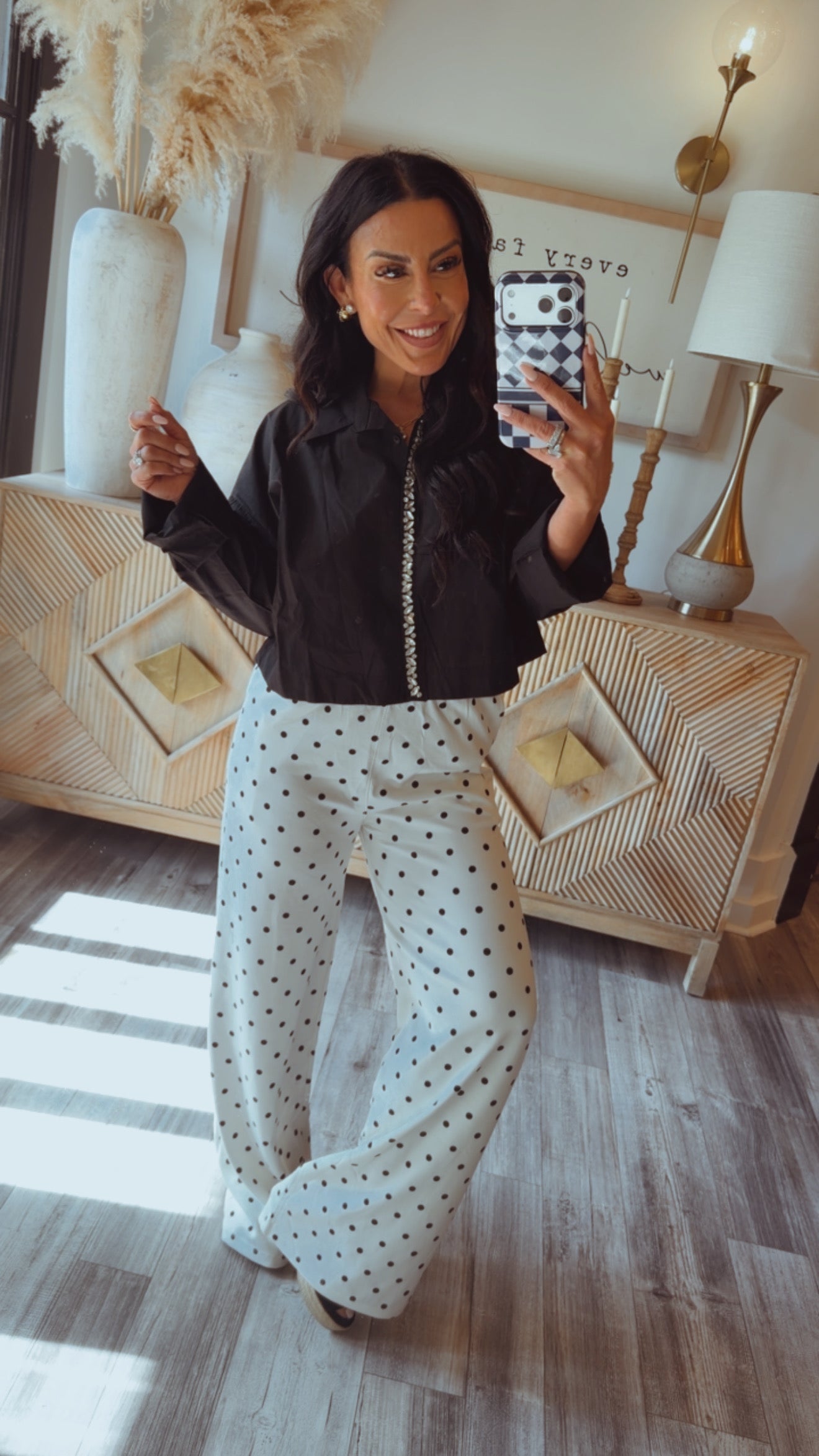 Black And White Polka Dot Joggers