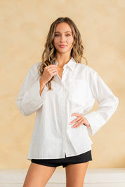 Soft White Button up Long Sleeve Top