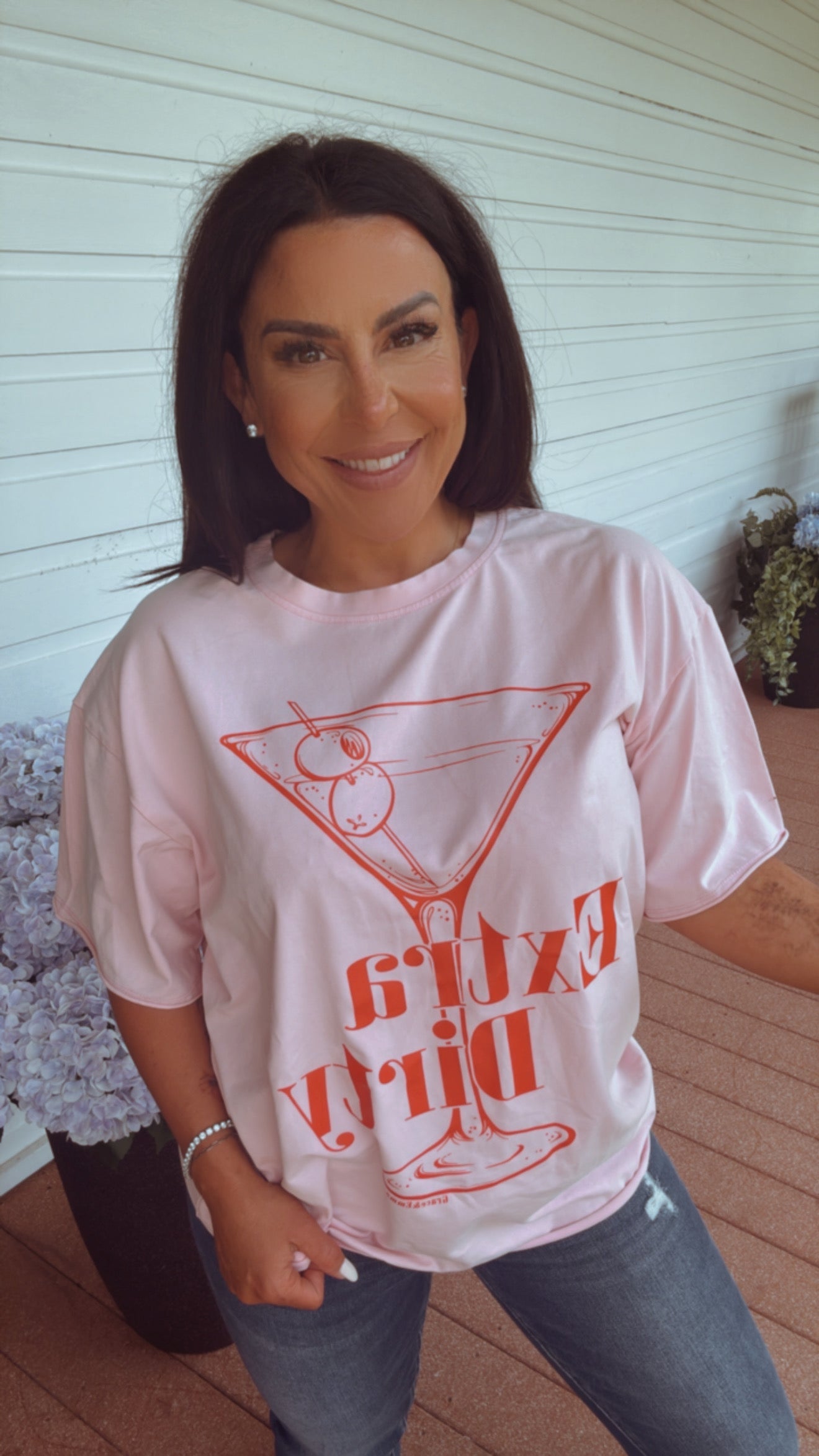 Ultra Soft PInk Extra Dirty Martini Graphic Top