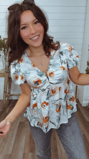 Silky Soft White and Floral Top