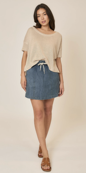 Washed Denim Skort With Pockets Cozy Co