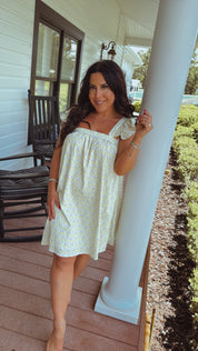 Purple and Yellow Floral  Ruffle Mini Dress