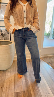 Petite Judy Blue Mid Rise Retro Wide Trouser