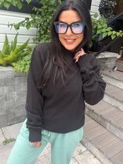 Ultra Soft Black Long Sleeve Crewneck
