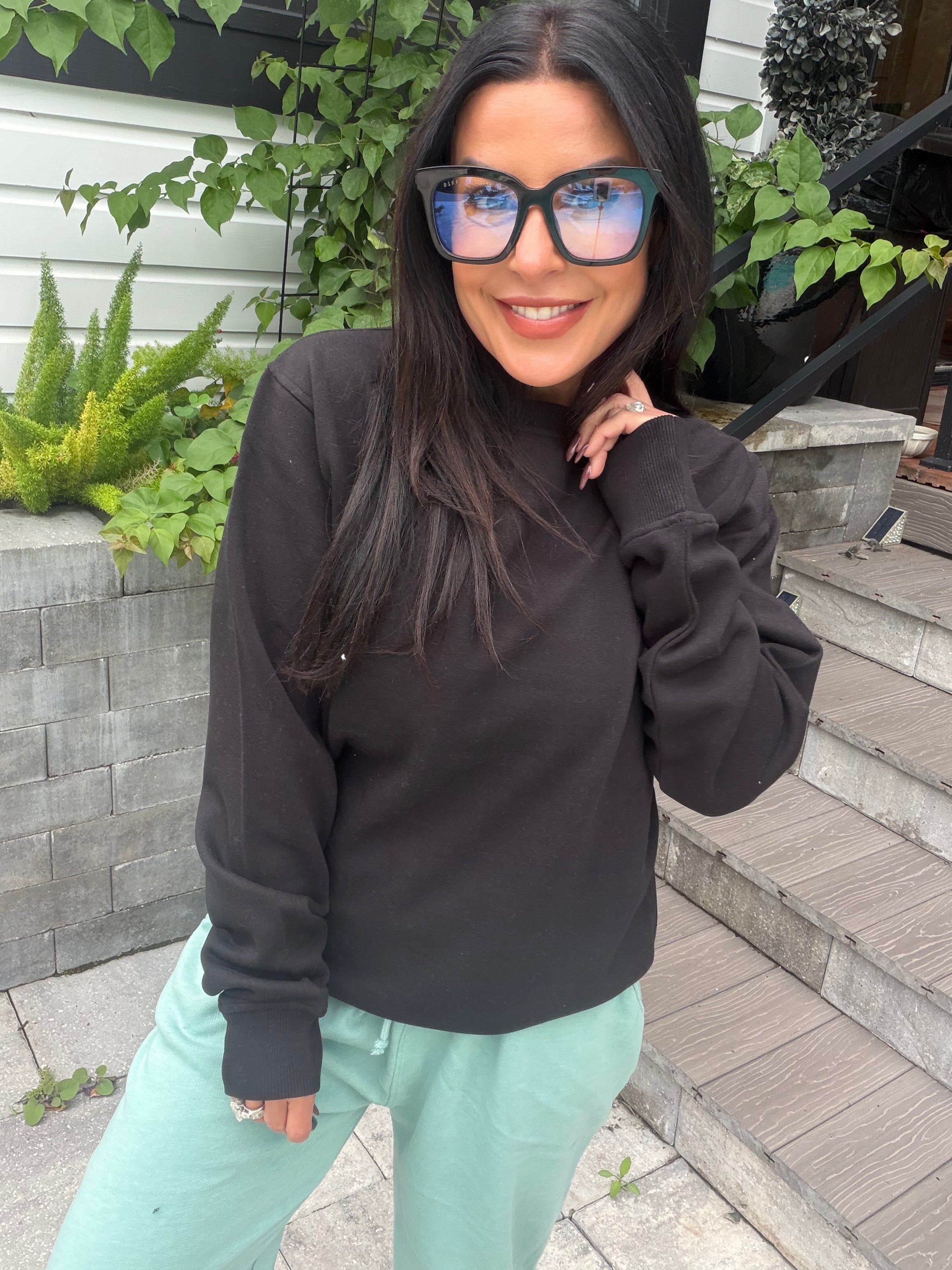 Ultra Soft Black Long Sleeve Crewneck