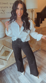 “After Dark” Black Studded Sparkle Jeans