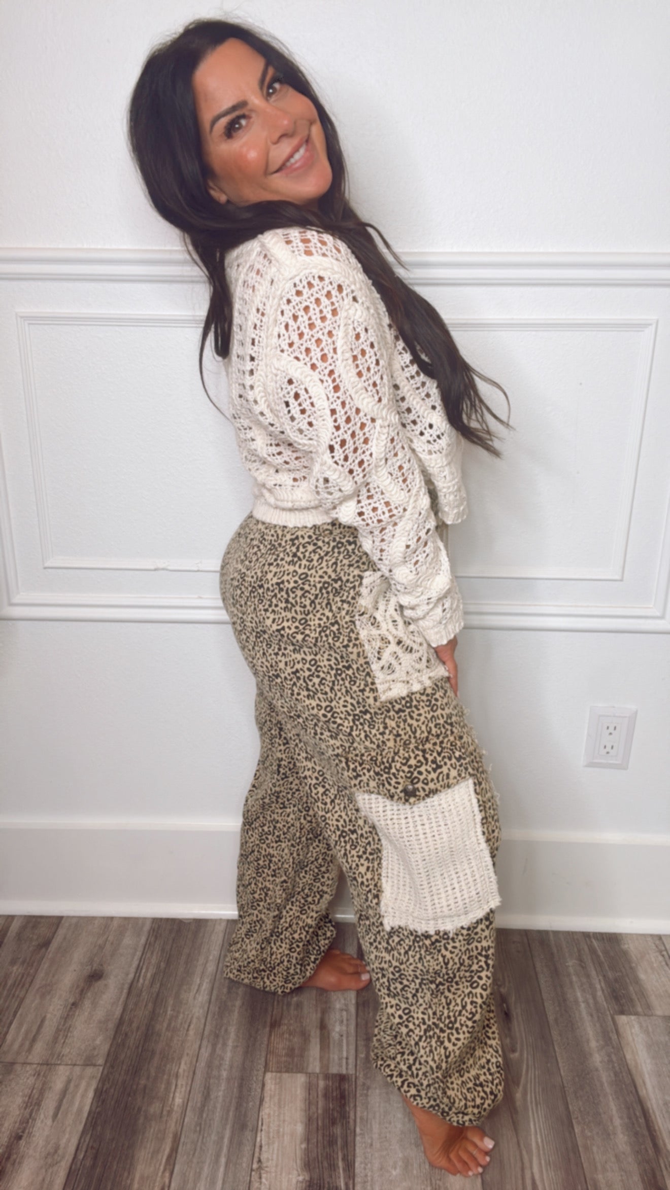 Sand Leopard Denim Pol Joggers